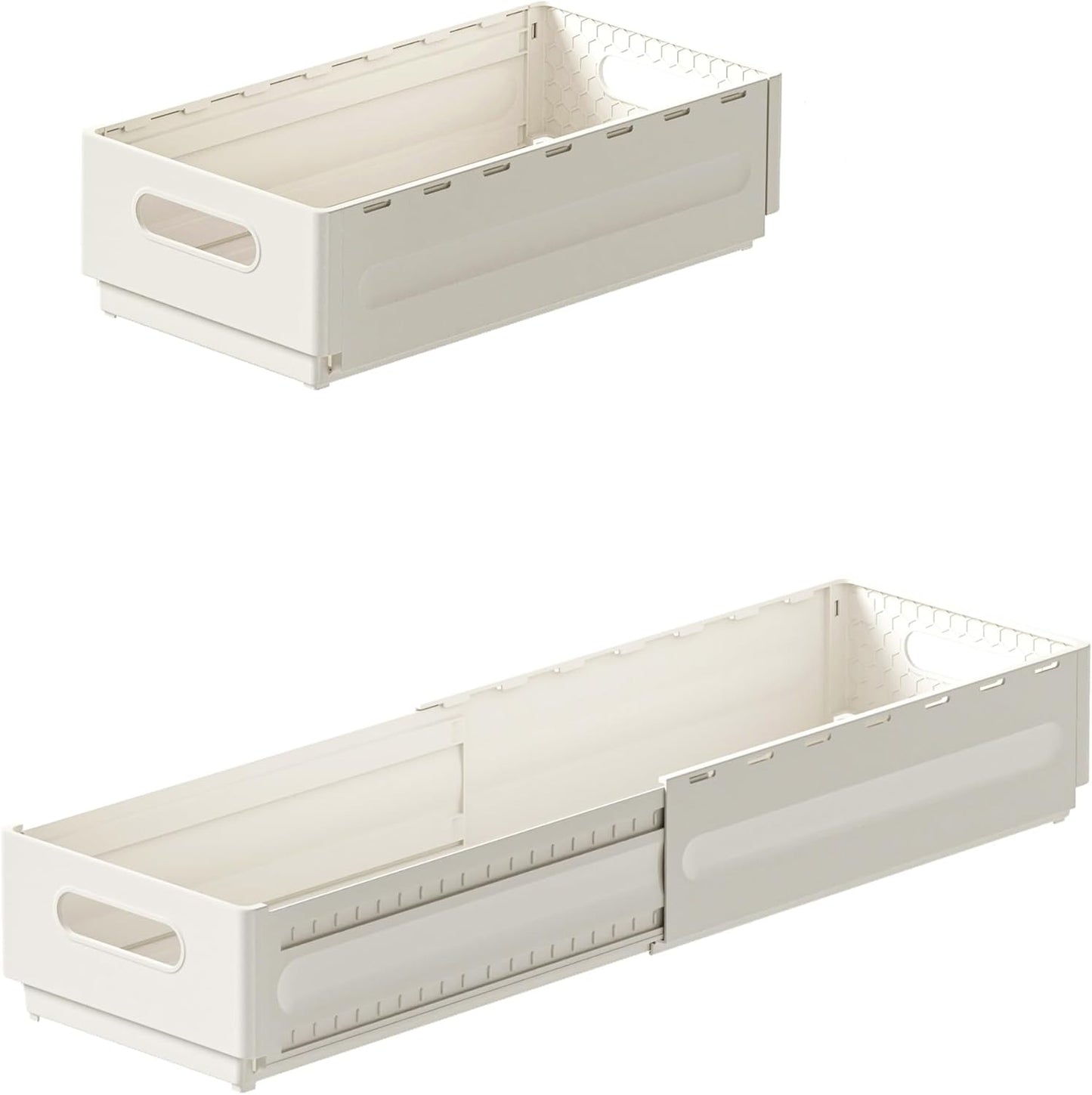 2 Pack Expandable Plastic Storage Boxes, Multi-Purpose Folding Organizer, Drawer Storage Divider For Bedroom, Kitchen And Snack Storage (s)