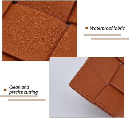 DICOSMETIC Men Women's PU Leather Valet Tray Camel Decorative Key Holder Bowl for Entryway Table Bedside Nightstand Desk Catchall Organizer Tray for Wallet, Watch, Remote, Keys, Cell Phones