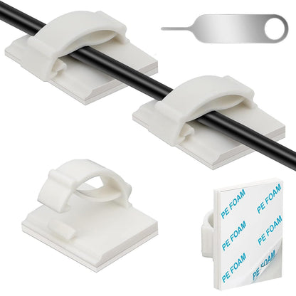 Adhesive Cable Holder Management Wire Clips 50 Pcs Black，Suitable for Cables with a Diameter of ≤ 6mm in Cars, Houses, and Offices