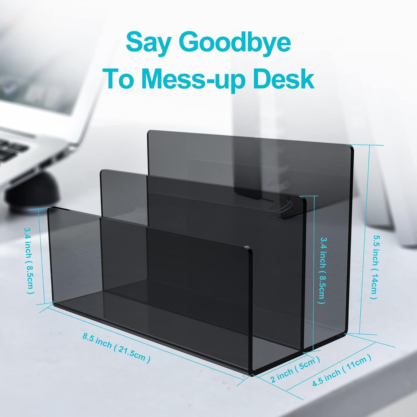 Boloyo Acrylic File Holder,1PC 2 Sections Clear File Organizer Mail Letter Sorter Desktop Folder Holder for Home Office School Envelope Bill Filling Paper Document
