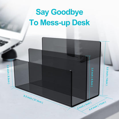 Boloyo Acrylic File Holder,1PC 2 Sections Clear File Organizer Mail Letter Sorter Desktop Folder Holder for Home Office School Envelope Bill Filling Paper Document
