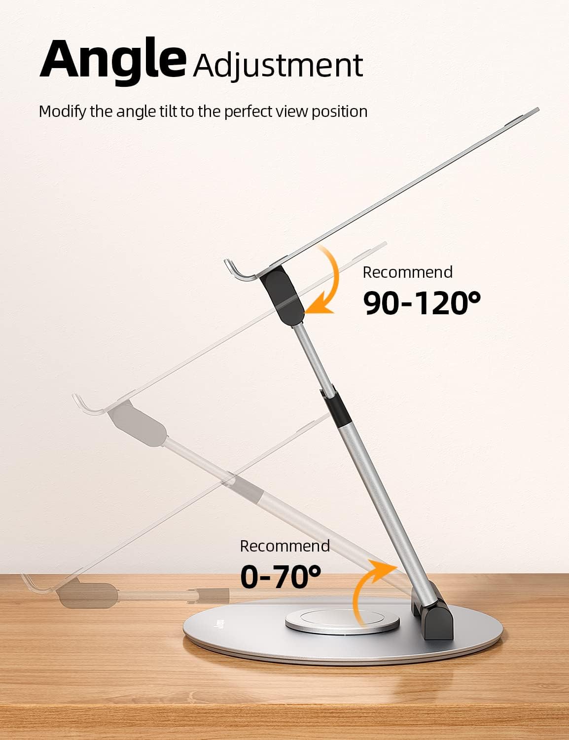 Nulaxy Telescopic 360 Rotating Laptop Stand for Desk Adjustable Height Swivel Pull Out Design Ergonomic Laptop Riser Standing Desk Converter Fits All 10-17" Laptops Computer MacBook, Gray