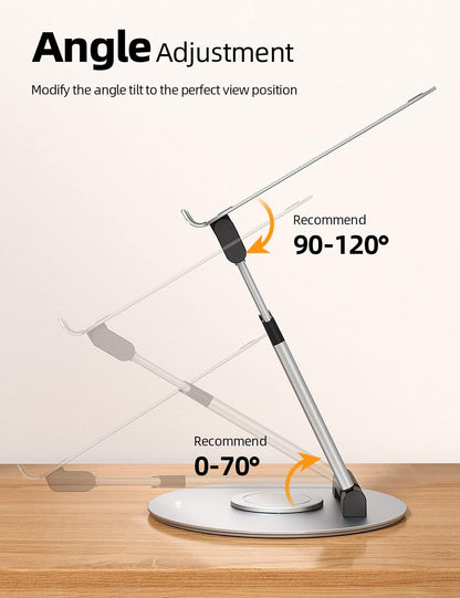 Nulaxy Telescopic 360 Rotating Laptop Stand for Desk Adjustable Height Swivel Pull Out Design Ergonomic Laptop Riser Standing Desk Converter Fits All 10-17" Laptops Computer MacBook, Gray