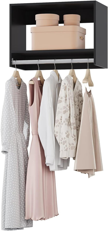 4-Drawer Stackable Storage Organizer Unit for Closet, Modular Wood Closet Storage Bins with Drawers, Closet She-lf Organizer Basket for Hanging Clothes, Wood, 25.5"W