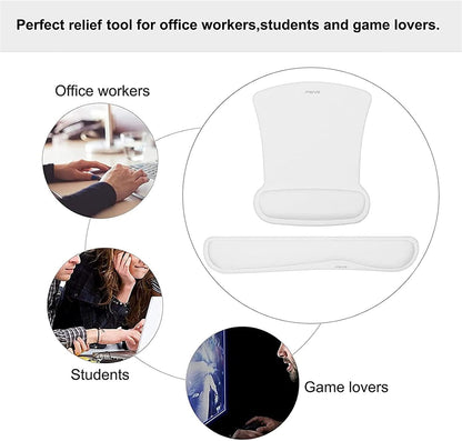 MOSISO Wrist Rest Support for Mouse Pad & Keyboard Set, Ergonomic Mousepad Non-Slip Base Home/Office Pain Relief & Easy Typing Cushion with Neoprene Cloth & Raised Memory Foam, Apricot