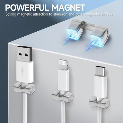 10 Pack Magnetic Cord Organizer Holder, Cable Clips - Strong Magnet Wire Management for Desk, Under Desk, Nightstand, Office, Car, Kitchen, Adjustable