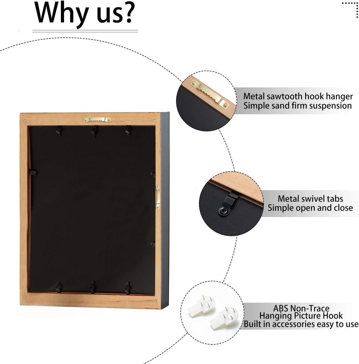 ELSKER&HOME Diploma Frame - Wide Solid Wood Frame - Black Velvet Golden Rim Mat - Semi-Tempered Glass - Includes Hanging Hardware and Desktop Easel(ONLY Display 11×14 Document/Certificate)