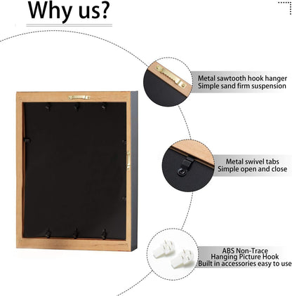 ELSKER&HOME Diploma Frame - Wide Solid Wood Frame - Black Velvet Golden Rim Mat - Semi-Tempered Glass - Includes Hanging Hardware and Desktop Easel(ONLY Display 11×14 Document/Certificate)