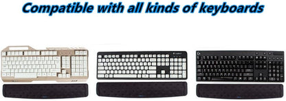 BRILA Keyboard Wrist Rest Support Cushion Pad for Computer, Laptop, Office Work, PC Gaming - Memory Foam Gel with Massage Holes Design - Non-Slip Easy Typing Wrist Pain Relief (Black Keyboard Pad)