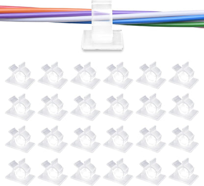 Viaky 30 Pcs Black Clips Self Adhesive Backed Nylon Wire Adjustable Cable Clips Adhesive Cable Management Drop Wire Holder