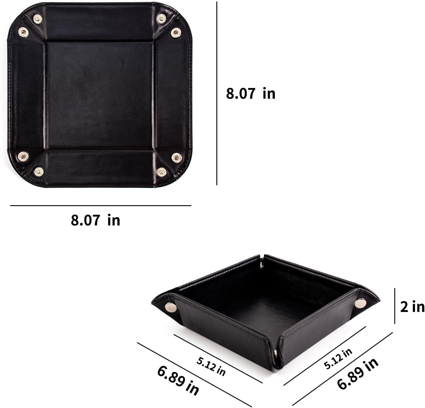 BONNY DODO Valet Tray for Men PU Leather Tray Organizer with Partition, Storage Keys, Watch & Practical Storage for Table Nightstand Living Room Bedroom (Dark Brown-Square)