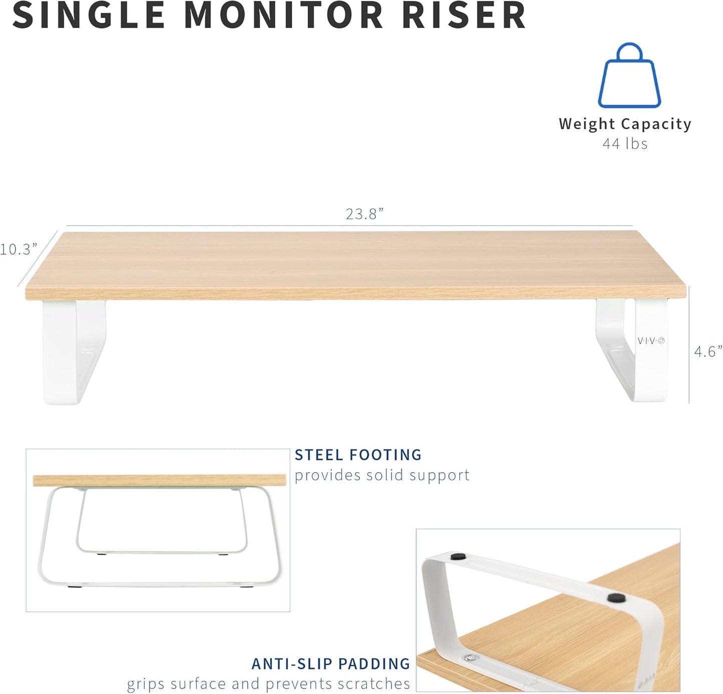 VIVO Monitor and Laptop Stand, 24 inch Desktop Riser, Black, STAND-V000D