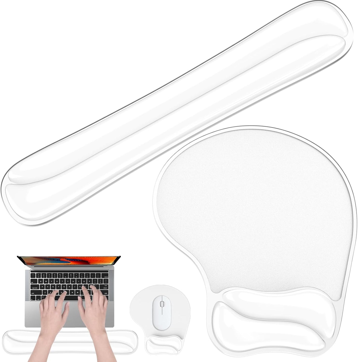 Gel Mouse pad & Keyboard Wrist Rest Set, Ergonomic Keyboard and Mousepad with Wrist Support, Keyboards Wrist Rest, Computer Keyboards Pad, Cooling Gel Blue