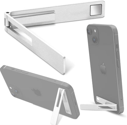 Mini Phone Kickstand, Folding Invisible Portable Metal Cell Phone Stand Holder for Desk, Compatible with iPhone, Samsung and All Cellphones, Black