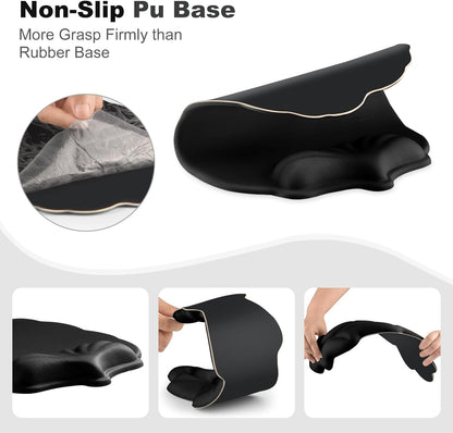 Keyboard Wrist Rest and Mouse Pad with Wrist Support Set, Ergonomic Leaf Shape Mouse Pad with Non-Slip Base, Pain Relief Memory Foam Mousepad for Computer,Laptop,Home Office, Green