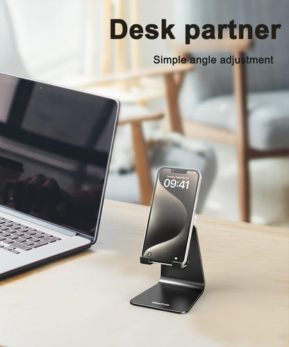 Cell Phone Stand for Desk- Adjustable Phone Stand Holder, Cradle, Dock, Desktop Stand for iPhone 17 16, 15, 14, Plus, Pro, Pro Max, 13 12 X XS,4-8" Phones, Office Accessories (Rose Gold)