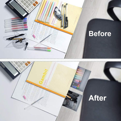 YOOUSOO 2 Pack Under Desk Storage Drawer Organizer, Hidden Slide Out Drawer Attachment, with Self - Adhesive Feature for Desktop and Table Organization, Hidden Under Desk