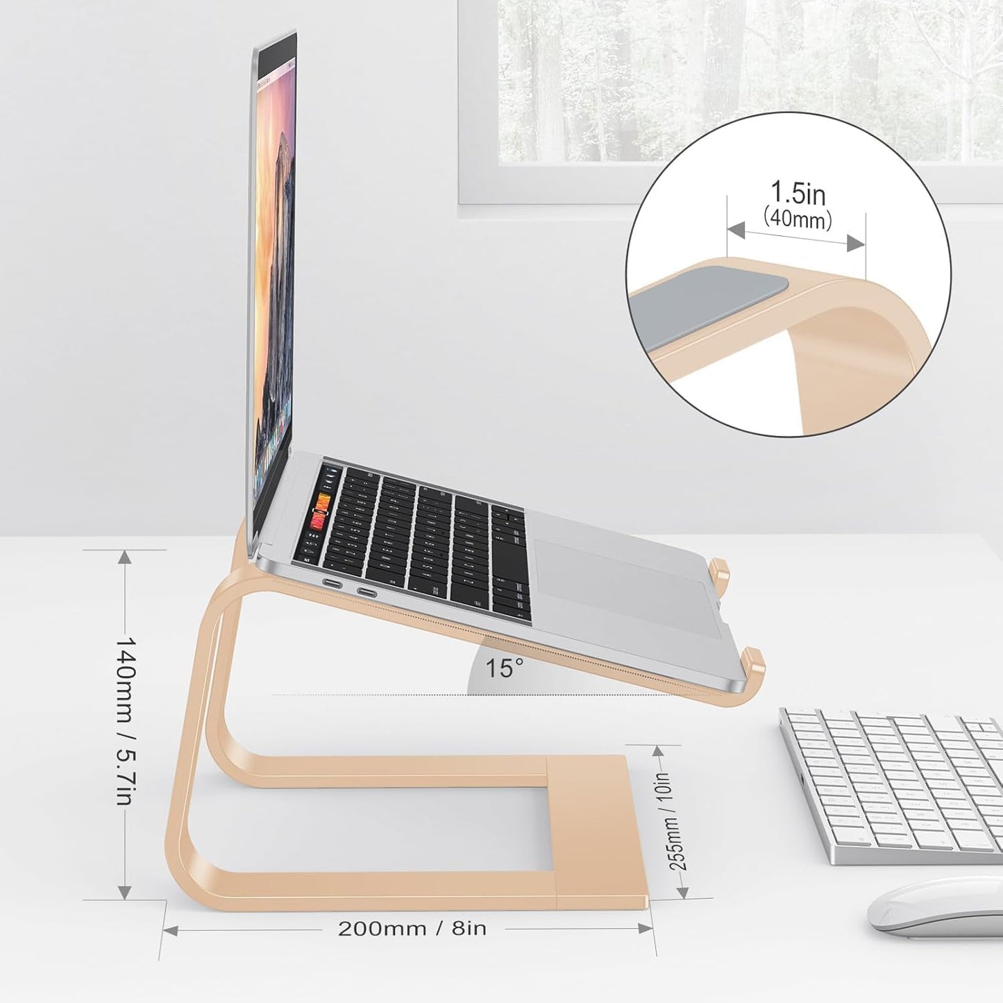 OMOTON Laptop Stand, Detachable Laptop Mount, Aluminum Laptop Holder Stand for Desk, Compatible with MacBook Air/Pro, Dell, HP All Laptops (11-16 inch), Silver