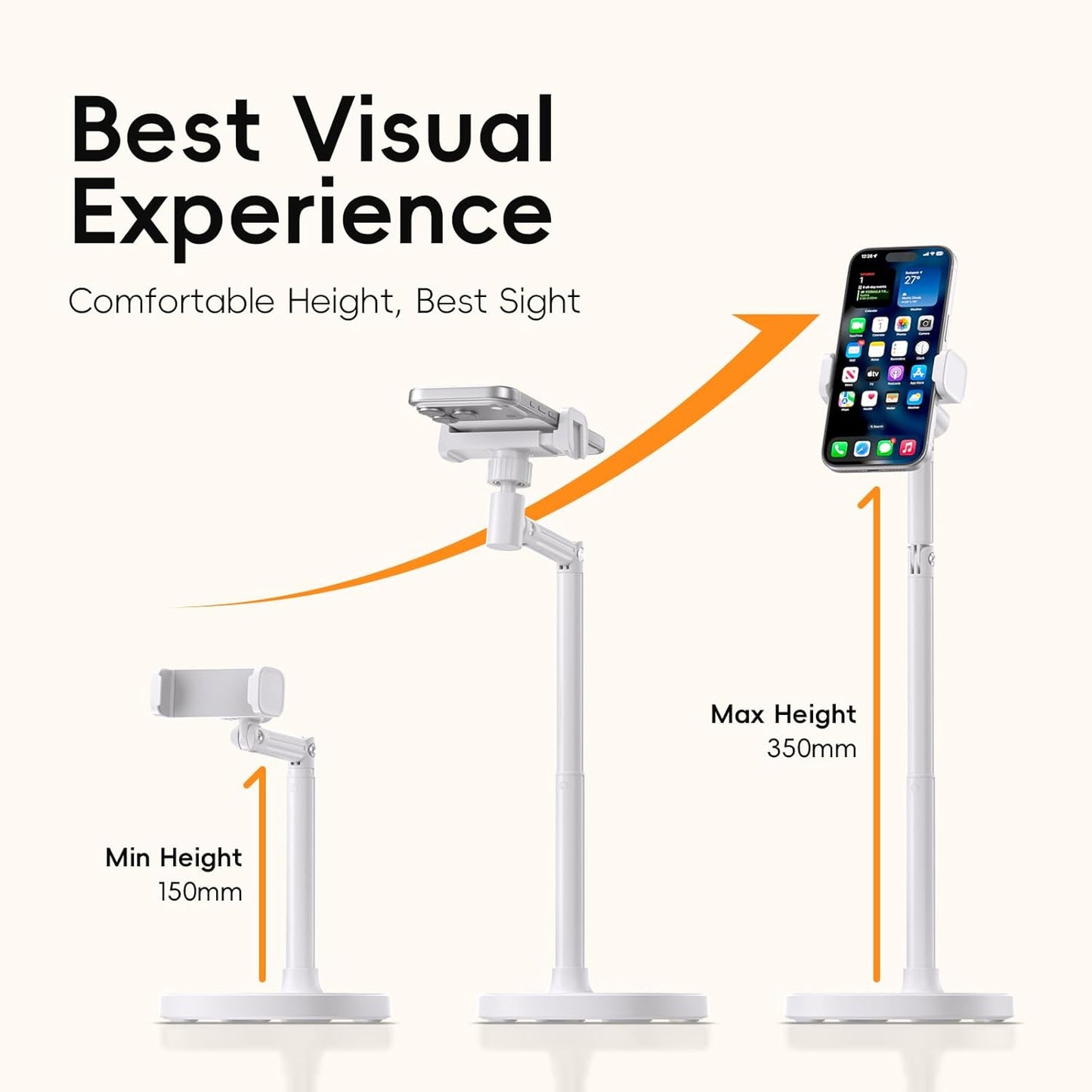 Adjustable Phone Stand for Desk, 360° Rotating Foldable Mobile Phone Holder, Sturdy Office Desk Accessories for All iPhone & Samsung Galaxy Models