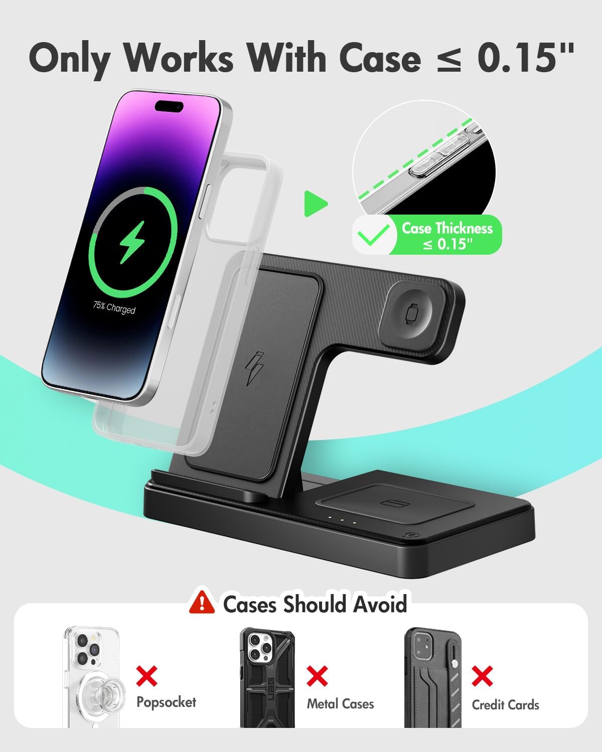 Wireless Charger Stand Charging Station: 3 in 1 Charger Stand Multiple Devices for Apple - iPhone 17 16e 16 15 14 Pro Max 13 12 - Watch 11 10 9 8 7 6 5 4 3 2 SE and Ultra Series-Airpods 4 3 Pro, Pink