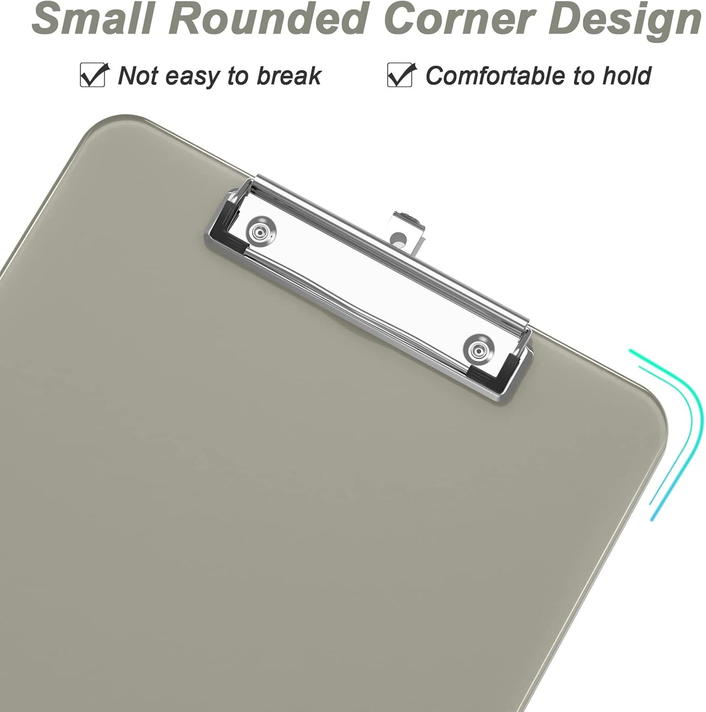 Rimilak 8.5 x 11 Plastic Clipboards Set of 2, Low Profile Metal Clip, Translucent Board, 12.5 x 9 in Letter Size, Office Supply, Back to School, Purple