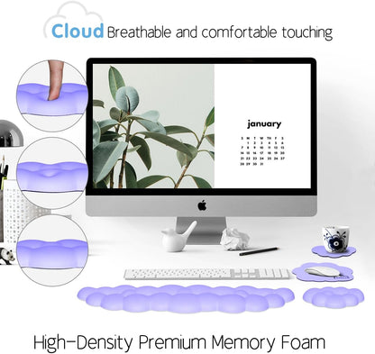 Cloud Wrist Rest Keyboard Palm Rest with Non-Slip Base for Computer Gaming Wrist Rest, YAMJUG Cloud Arm Rest Keyboard Wrist Pad Rainbow