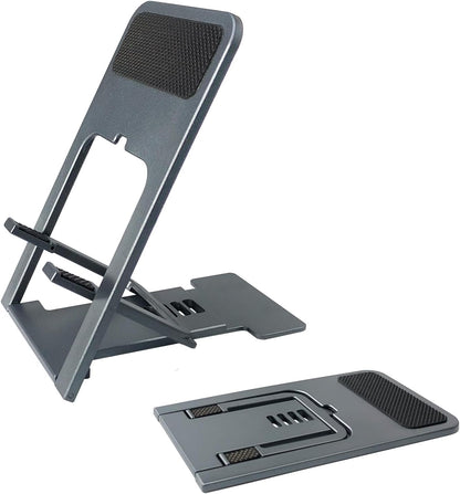 POQOD 2 Pack Cell Phone Stand, Foldable Phone Holder for Desk Compatible with Phone 15 14 13 12 11 Pro Xs Xs Max Xr X 8, Nintendo Switch, All Phones, Black & White