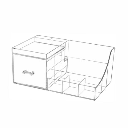Cq acrylic 2 Pack Clear Make up Organizer Countertop,Stackable 5 Drawers Makeup Storage,Cute Vanity Organizers for dresser Hair Clip,Jewelry,Beauty Product Desk and Bathroom Organizers and Storage
