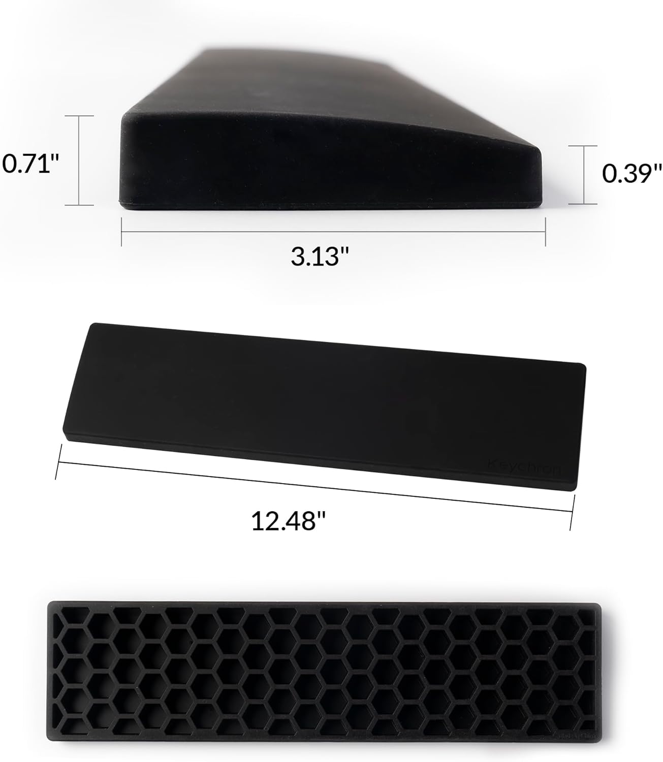 Keychron 12.48" Silicone Wrist Rest for 75% Compact Mechanical Keyboards, Ergonomic Palm Support with Full Honeycomb Non-Slip Base, Compatible with K2/K2 Pro/K2 Max/K2 HE/K6/K6 Pro/K6 HE