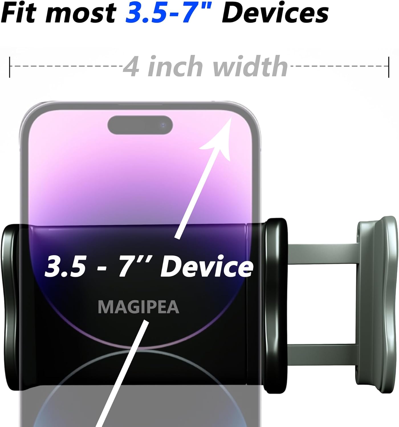 MAGIPEA Phone Holder for Bed, Gooseneck Phone Holder for Desk, Cell Phone Mount with Flexible Long Arm, Compatible with iPhone 17/16 Pro Max, 15, 14, and Other 3.5–7" Devices