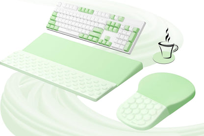 Ospelelf Ergonomic Mouse Pad and Keyboard Stand Wrist Rest Set, Memory Foam Comfort, Pain Relief for Typing, Office Desk Accessories, Moonlit Blossoms