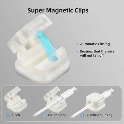 6Pcs Magnetic Cable Clips, Cable Management, Office Desk Accessories, Cord Organizer, Cable Smooth Adjustable,for Desk, Wall, Car, Motorcycle,Home Office, Phone Cable Management (Black)