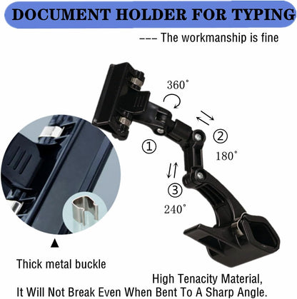 Office Paper Holder - Adjustable Document Clip, 2 Pack (Black) Document Holder for Monitor - Adjustable Copy Holder