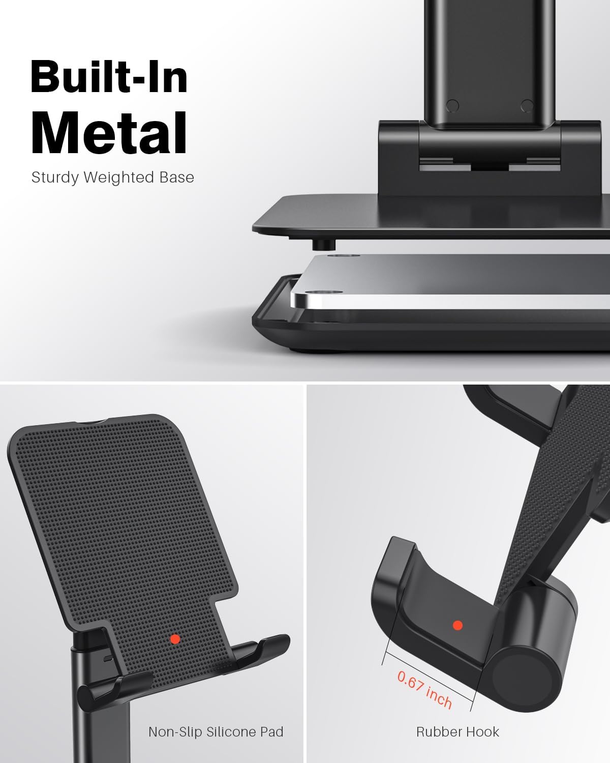 Anozer Tablet Stand Foldable & Adjustable, Portable Monitor Stand 5.55*3.94" Wide, Fit for iPad Holder Stand Compatible with iPad Pro 11, 12.9/for iPad 10.9; Surface Pro; Portable Monitor 4.7-15.6"
