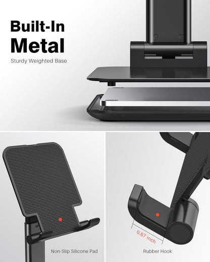 Anozer Tablet Stand Foldable & Adjustable, Portable Monitor Stand 5.55*3.94" Wide, Fit for iPad Holder Stand Compatible with iPad Pro 11, 12.9/for iPad 10.9; Surface Pro; Portable Monitor 4.7-15.6"