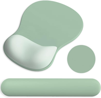 Ergonomic Mouse Pad with Wrist Rest and Keyboard Wrist Rest, Black Mousepad and Wrist Rest for Computer Keyboard, Pain Relief, Non-Slip PU Base, Gel Mouse Pad with Wrist Support for Gaming, Office