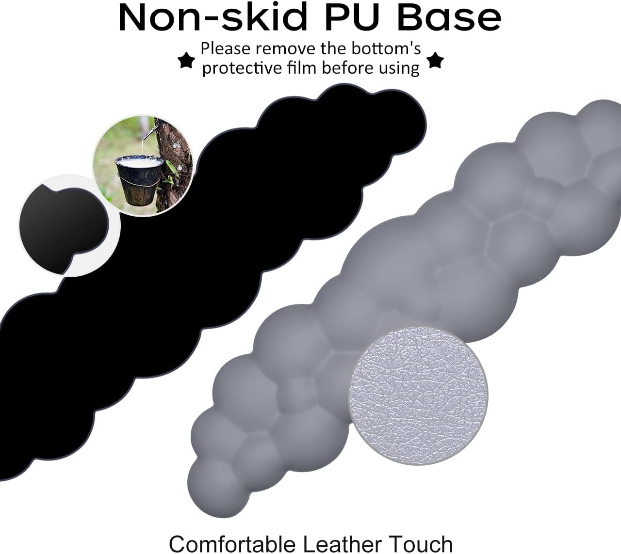 JIKIOU Upgrade Leather Cloud Keyboard Wrist Rest, Cloud Wrist Rest with Non-Slip PU Base, Comfortable Memory Foam Wrist Rest for Computer Laptop Mac Gaming Office and Pain Relief Christmas Wish Gift