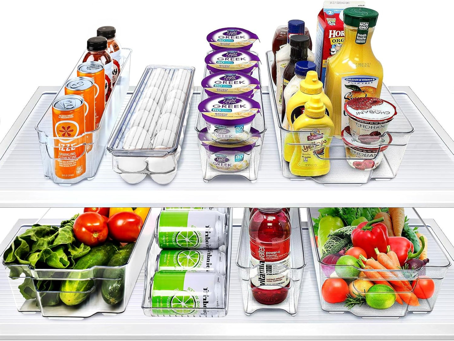 Fridge Organizer Bins – Set of 8 Refrigerator Organizers and Storage Containers, Stackable Freezer Bins and House Essentials for New Home, BPA-Free Pantry Drawer Organizers