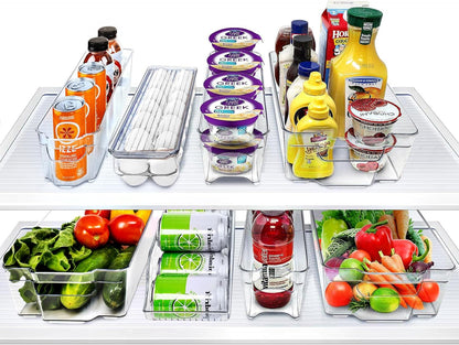 Fridge Organizer Bins – Set of 8 Refrigerator Organizers and Storage Containers, Stackable Freezer Bins and House Essentials for New Home, BPA-Free Pantry Drawer Organizers