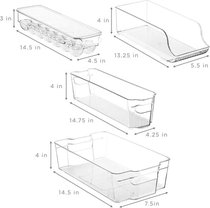 Fridge Organizer Bins – Set of 8 Refrigerator Organizers and Storage Containers, Stackable Freezer Bins and House Essentials for New Home, BPA-Free Pantry Drawer Organizers