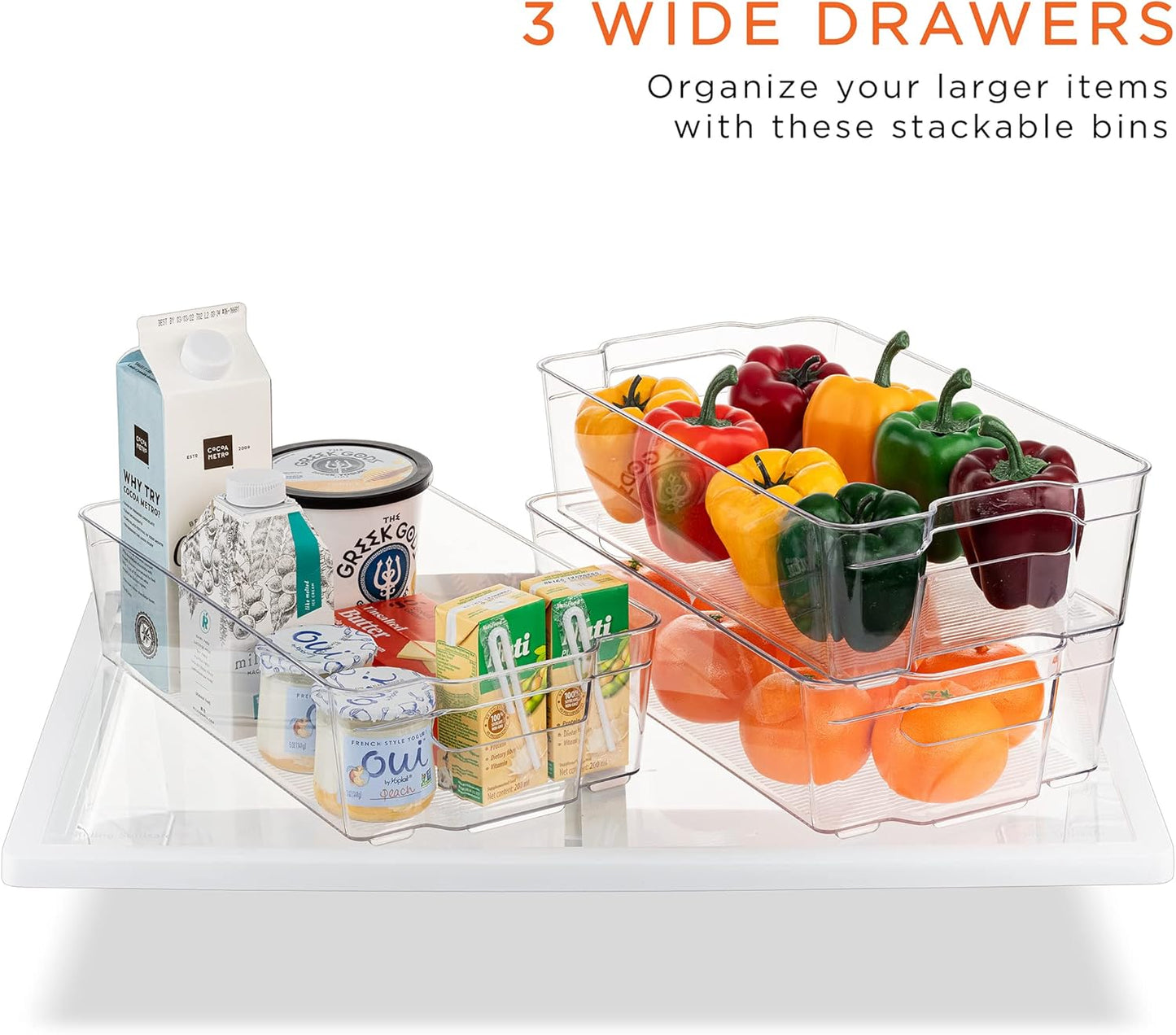 Fridge Organizer Bins – Set of 8 Refrigerator Organizers and Storage Containers, Stackable Freezer Bins and House Essentials for New Home, BPA-Free Pantry Drawer Organizers