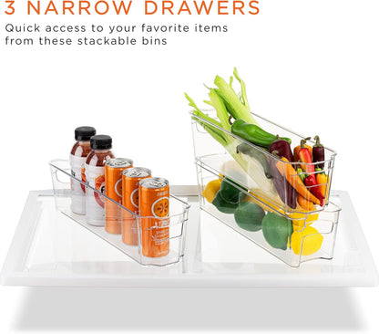 Fridge Organizer Bins – Set of 8 Refrigerator Organizers and Storage Containers, Stackable Freezer Bins and House Essentials for New Home, BPA-Free Pantry Drawer Organizers
