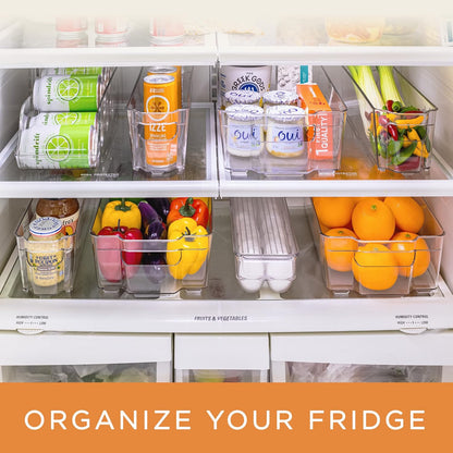 Fridge Organizer Bins – Set of 8 Refrigerator Organizers and Storage Containers, Stackable Freezer Bins and House Essentials for New Home, BPA-Free Pantry Drawer Organizers