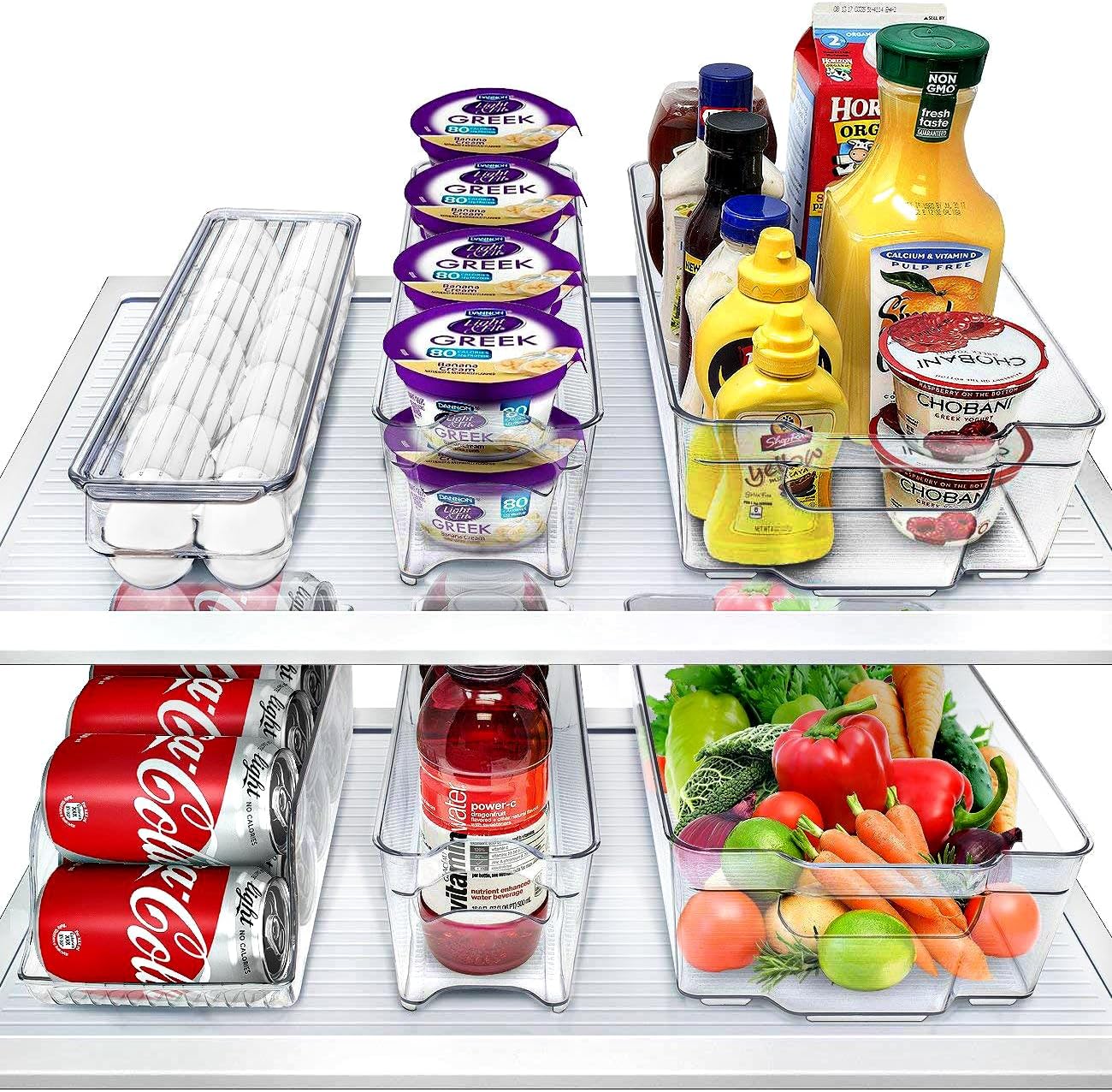 Fridge Organizer Bins – Set of 8 Refrigerator Organizers and Storage Containers, Stackable Freezer Bins and House Essentials for New Home, BPA-Free Pantry Drawer Organizers