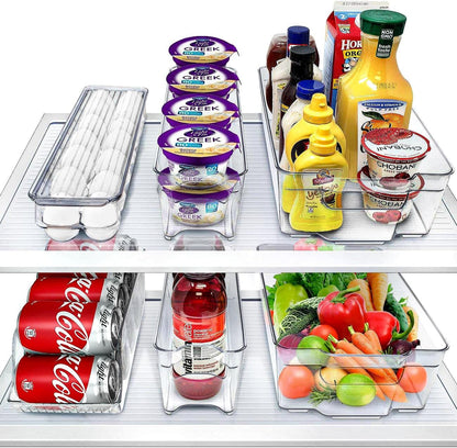 Fridge Organizer Bins – Set of 8 Refrigerator Organizers and Storage Containers, Stackable Freezer Bins and House Essentials for New Home, BPA-Free Pantry Drawer Organizers