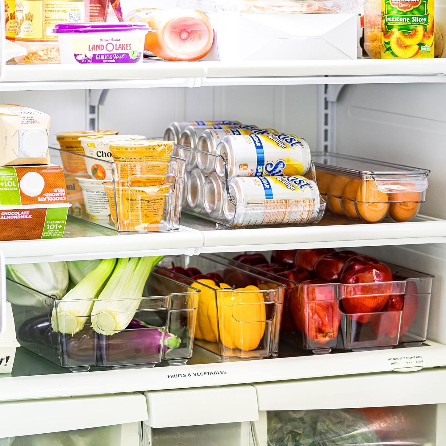 Fridge Organizer Bins – Set of 8 Refrigerator Organizers and Storage Containers, Stackable Freezer Bins and House Essentials for New Home, BPA-Free Pantry Drawer Organizers
