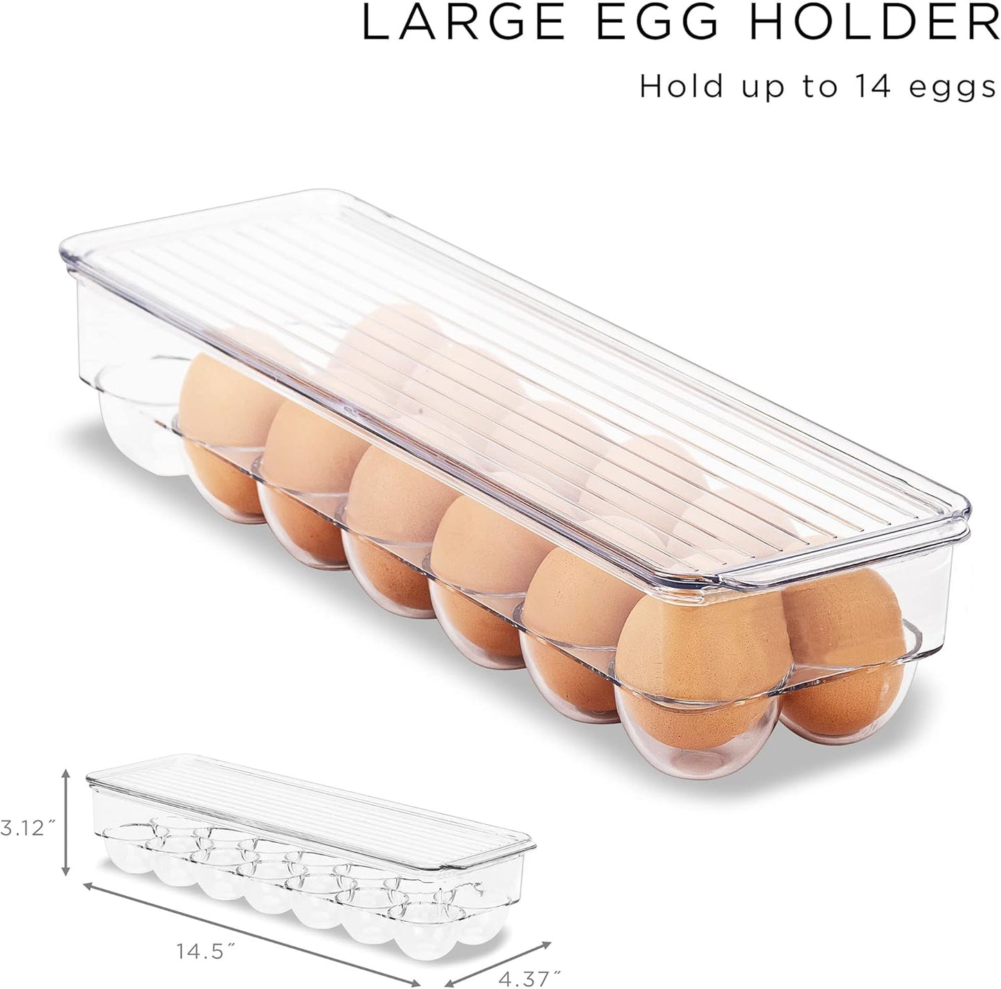 Fridge Organizer Bins – Set of 8 Refrigerator Organizers and Storage Containers, Stackable Freezer Bins and House Essentials for New Home, BPA-Free Pantry Drawer Organizers