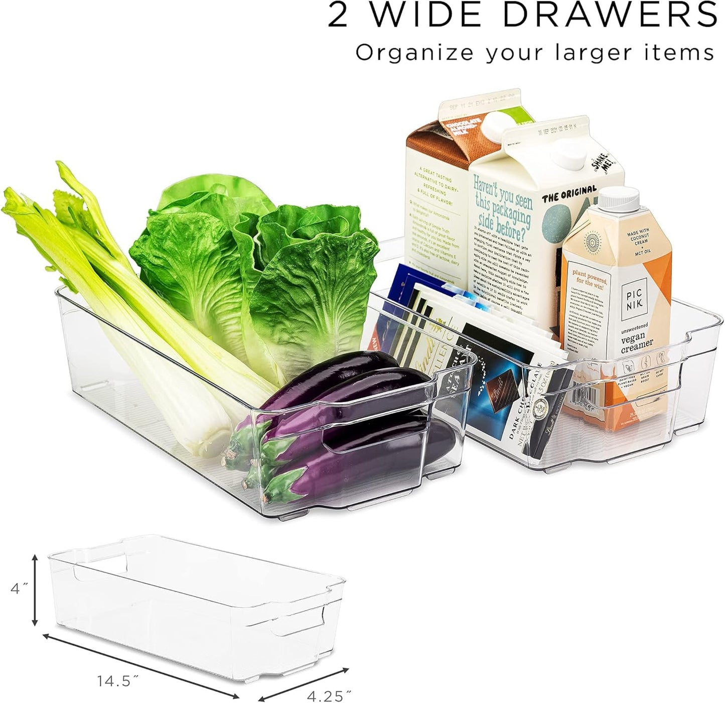 Fridge Organizer Bins – Set of 8 Refrigerator Organizers and Storage Containers, Stackable Freezer Bins and House Essentials for New Home, BPA-Free Pantry Drawer Organizers