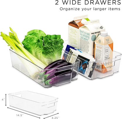Fridge Organizer Bins – Set of 8 Refrigerator Organizers and Storage Containers, Stackable Freezer Bins and House Essentials for New Home, BPA-Free Pantry Drawer Organizers