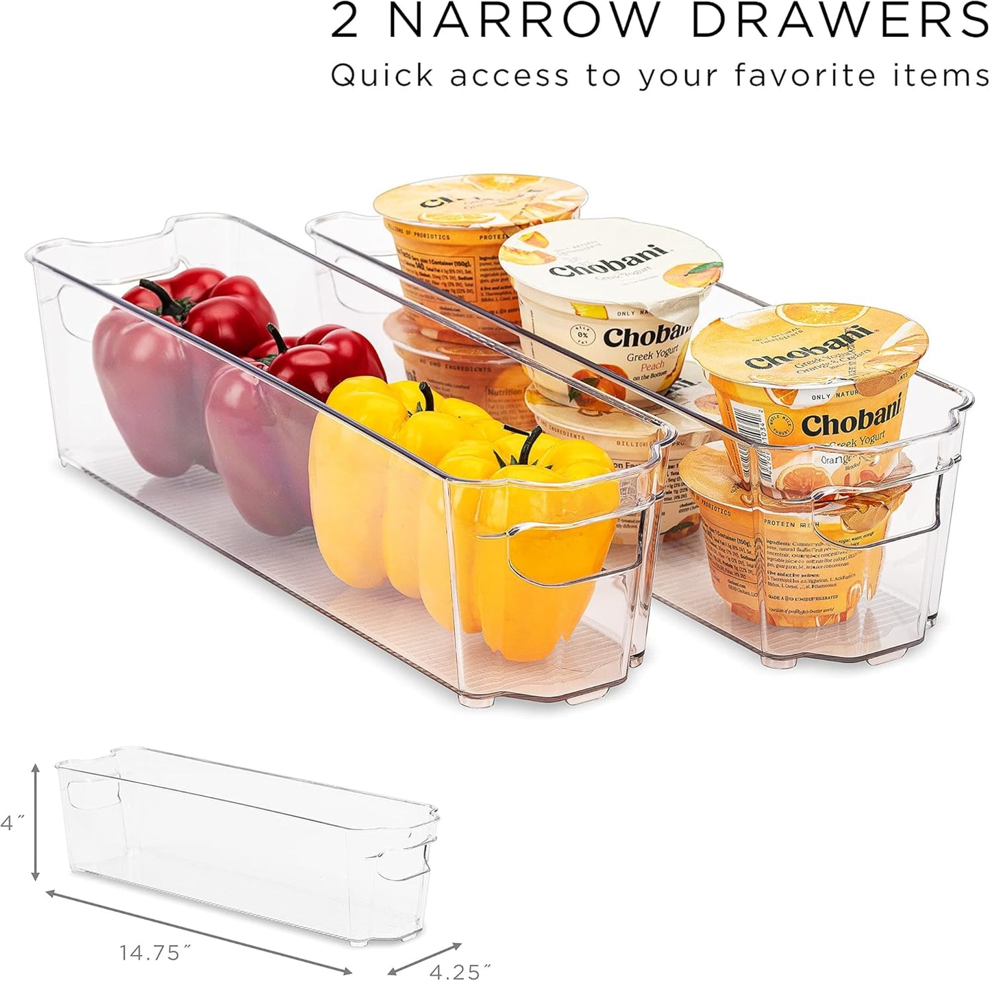 Fridge Organizer Bins – Set of 8 Refrigerator Organizers and Storage Containers, Stackable Freezer Bins and House Essentials for New Home, BPA-Free Pantry Drawer Organizers